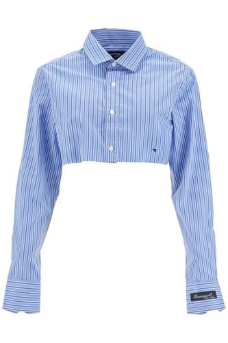 Super Cropped Blue Striped Cotton Shirt - HommeGirls - Modalova