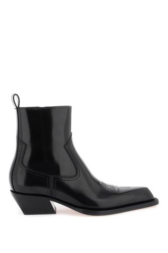 Off-White Leather Texan Ankle Boots - Off-White - Modalova