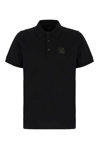 Fendi Black Piquet Polo Shirt - Fendi - Modalova