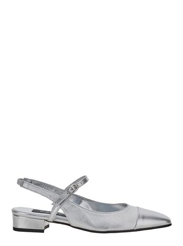 Oceano Silver Colored Slingback Ballet Shoes With Contrasting Toe In Leather Woman - Carel - Modalova