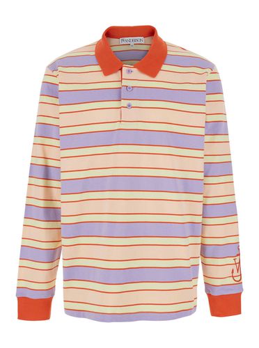 J. W. Anderson Polo Shirt With Logo Embroidery On The Sleeve And All-over Striped Motif In Cotton Man - J.W. Anderson - Modalova