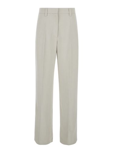 White Monili Embellished Trousers In Linen Blend Woman - Brunello Cucinelli - Modalova