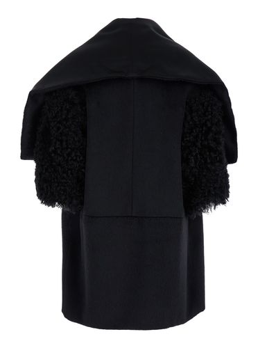 Black Cape With Wide Revers In Wool Blend Woman - Alberta Ferretti - Modalova