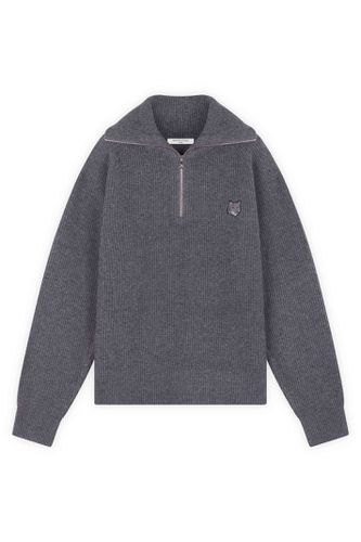 Bold Fox Head Patch Half Zip Ribbed Jumper - Maison Kitsuné - Modalova