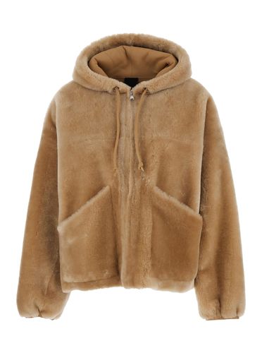 Reversible Jacket With Hood And Zip In Shearling Woman - Blancha - Modalova