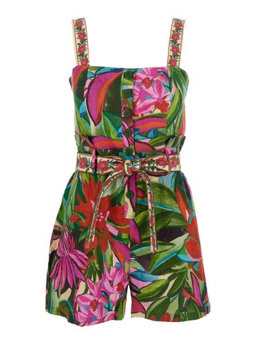 Jardin De Reve Multicolor Jumpsuit With Waist Waist Belt And All-over Floral Print In Linen Blend Woman - Farm Rio - Modalova