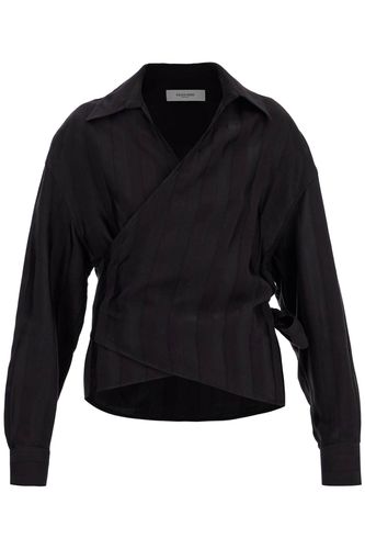 Womens Wrap Shirt In Night Stripe Viscose - Golden Goose - Modalova