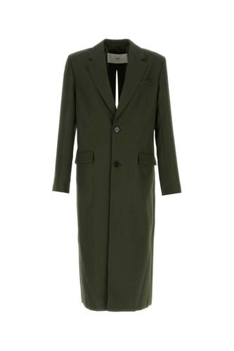 Olive Green Wool Coat - Ami Alexandre Mattiussi - Modalova