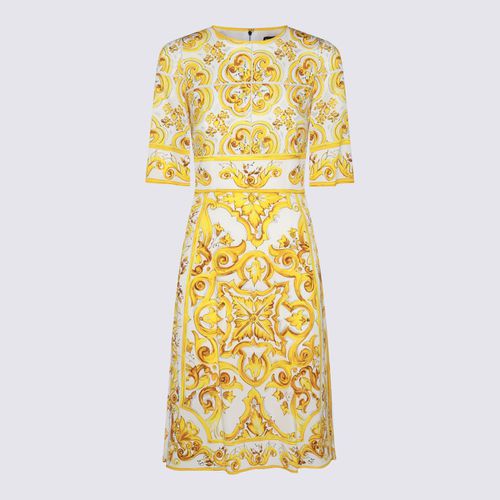 Gold And White Silk Dress - Dolce & Gabbana - Modalova