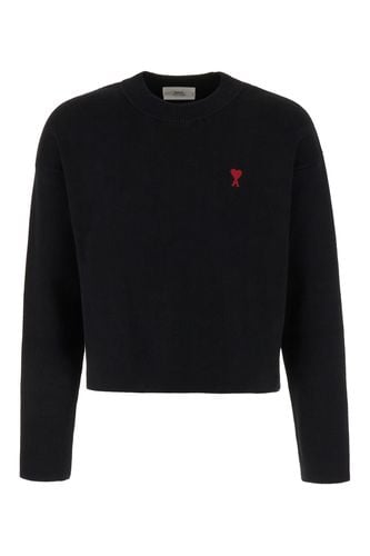 Black Stretch Cotton Blend Sweater - Ami Alexandre Mattiussi - Modalova