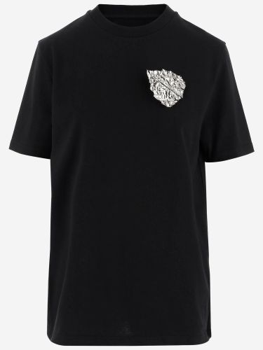 Cotton T-shirt With Leaf Brooch - Jil Sander - Modalova