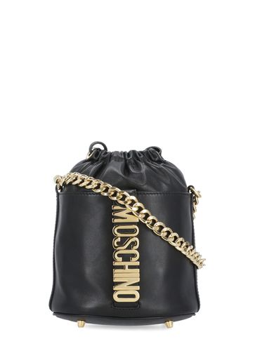 Moschino Black Leather Bucket Bag - Moschino - Modalova