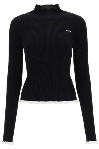 Funnel-neck Sweater With Contrasting Scalloped Edges - MSGM - Modalova