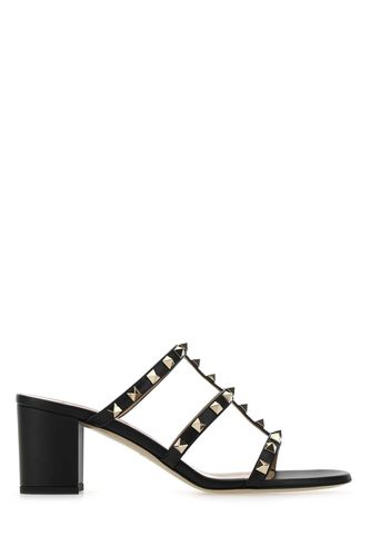 Black Leather Rockstud Mules - Valentino Garavani - Modalova