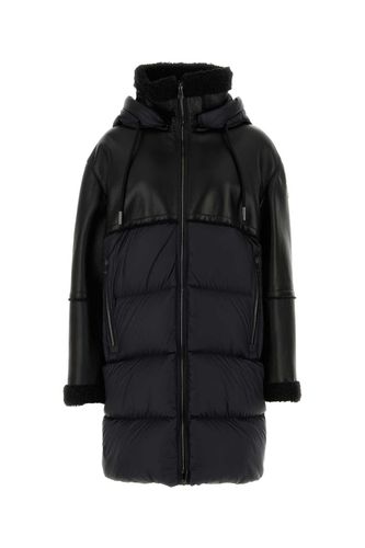 Black Leather And Nylon Tana Down Jacket - Moncler - Modalova