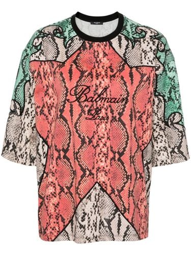 Python-print Organic Cotton T-shirt - Balmain - Modalova