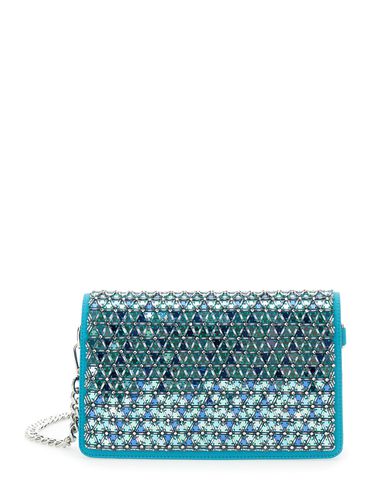 Light Blue Pochette With Mosaic Embroidery In Satin Woman - Alberta Ferretti - Modalova