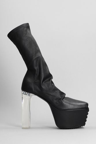 Minimal Gril Stretch High Heels Ankle Boots In Leather - Rick Owens - Modalova