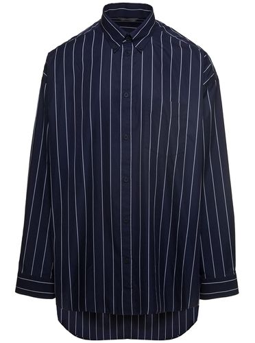 Striped Oversized Blouse And Contrasting Logo In Cotton Blend Man - Balenciaga - Modalova