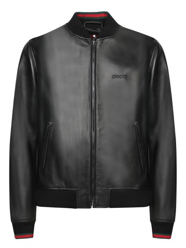 Gucci Black Leather Bomber Jacket - Gucci - Modalova