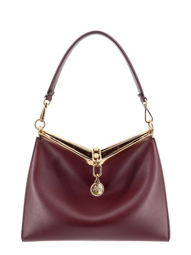 Medium Vela Bordeaux Shoulder Bag With Logo And Pegasus Charm In Leather Woman - Etro - Modalova