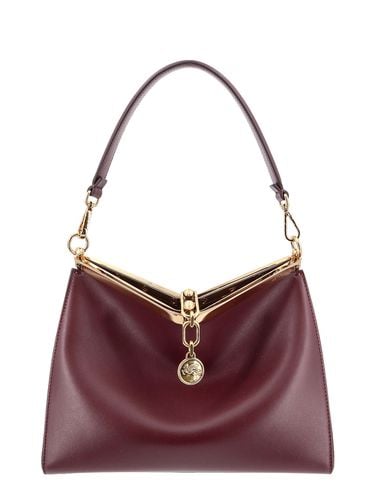 Medium Vela Bordeaux Shoulder Bag With Logo And Pegasus Charm In Leather Woman - Etro - Modalova