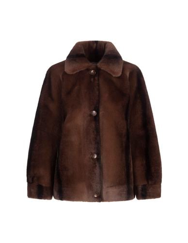 Faux Fur Short Coat With Buttons - Valentini 1972 - Modalova