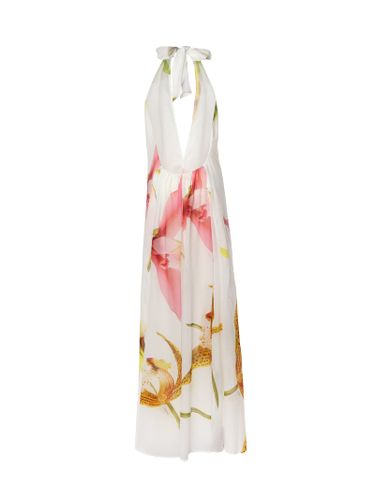 Genny Long Dress With Orchid Print - Genny - Modalova