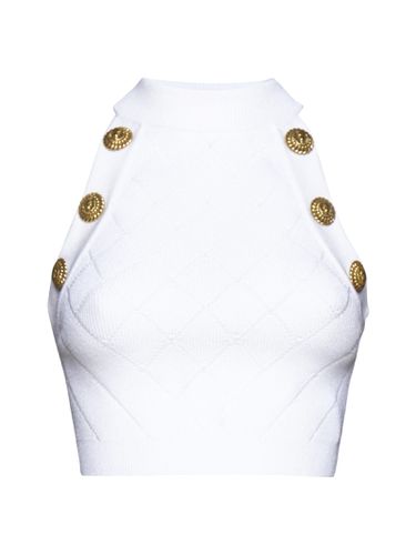 Balmain White Viscose Blend Top - Balmain - Modalova