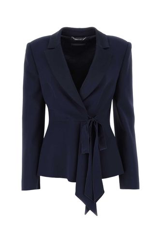 Navy Blue Crepe Blazer - Alberta Ferretti - Modalova