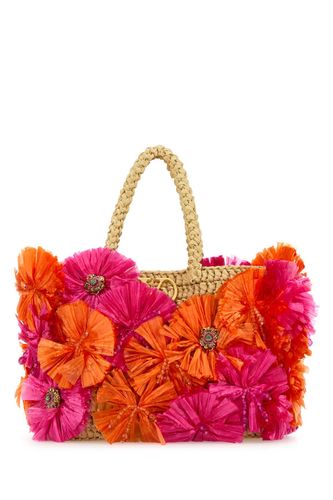 Embellished Raffia Vlogo Signature Handbag - Valentino Garavani - Modalova