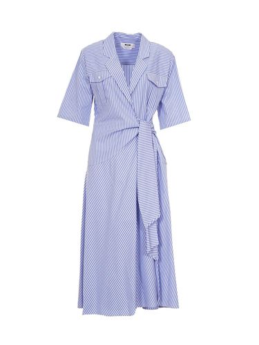 Bowed Waistline Poplin Midi Dress - MSGM - Modalova