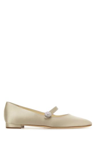 Cream Satin Mary Jane Ballerinas - Manolo Blahnik - Modalova