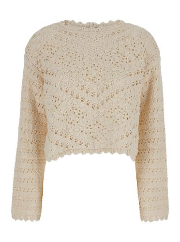 Beige Open-knit Jumper In Cotton Blend Woman - TwinSet - Modalova