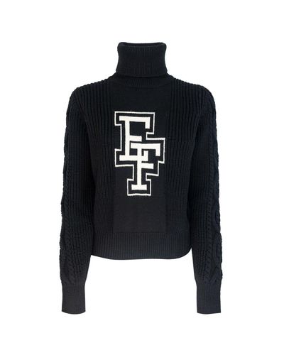 Logo Intarsia Roll Neck Jumper - Elisabetta Franchi - Modalova