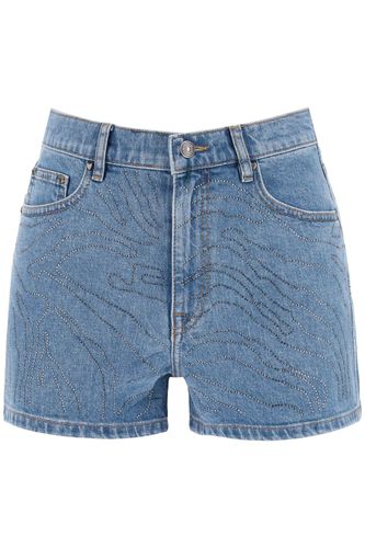 Denim Shorts With Rhinestone - Rotate by Birger Christensen - Modalova