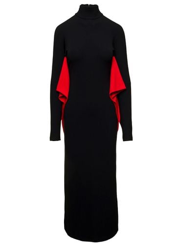 Long Dress With Batwing Sleeves With Contrasting Inserts In Stretch Viscose Woman - Ferragamo - Modalova