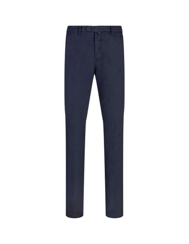 Navy Stretch Cotton Tapered Trousers - Kiton - Modalova