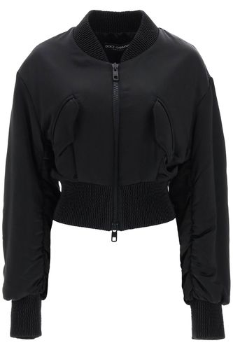 Charmeuse Bomber Jacket With Draped Sleeves - Dolce & Gabbana - Modalova