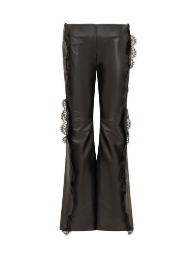 Nappa Leather And Lace Pants - Off-White - Modalova