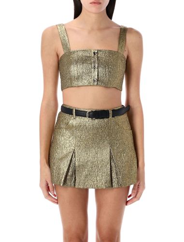 Metallic Jacquard Crop Top - self-portrait - Modalova