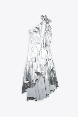 Abito Midi Metallic Silver Nylon One Shoulder Dress - MM6 Maison Margiela - Modalova