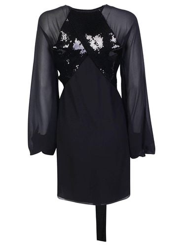 Sequin-detailed Sheer Sleeves Dress - Saint Laurent - Modalova