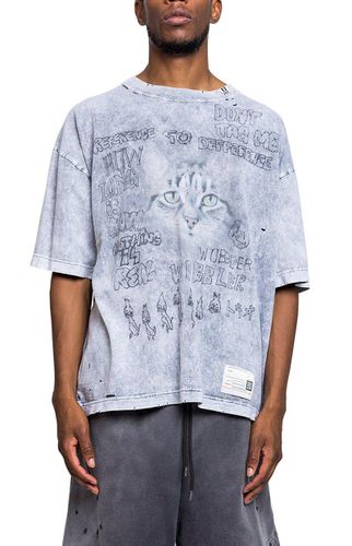 Cat Printed Distressed T-shirt - Mihara Yasuhiro - Modalova