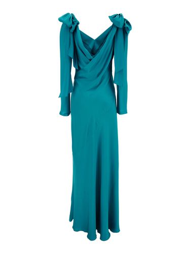 Maxi Dress With Cut-out And Surplice Neck In Satin Woman - Alberta Ferretti - Modalova