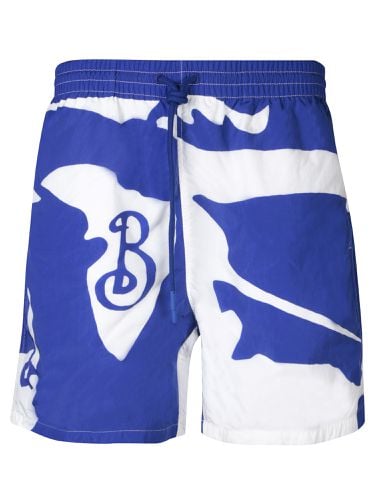 Burberry Blue And White Swim Shorts - Burberry - Modalova