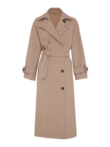 Techno Canvas Trench Coat With Shiny Details On The Cuffs - Brunello Cucinelli - Modalova