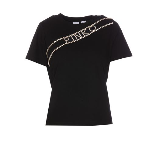 Pinko T-shirt With Rhinestone Logo - Pinko - Modalova