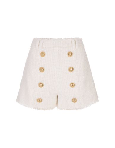 White Tweed Shorts With Buttons - Balmain - Modalova