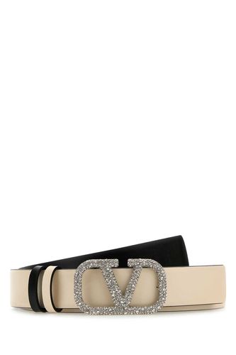 Ivory Leather Vlogo Signature Reversible Belt - Valentino Garavani - Modalova